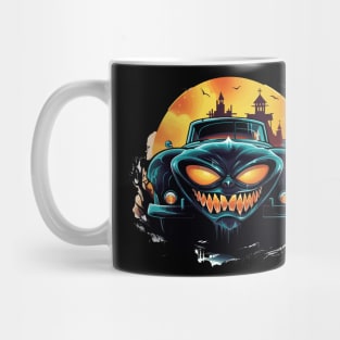 Possessed Classic Car in Halloween Landscape Mug